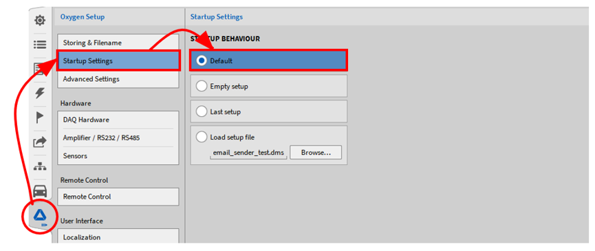 Settings to activate automatic visualization of default measurement screen